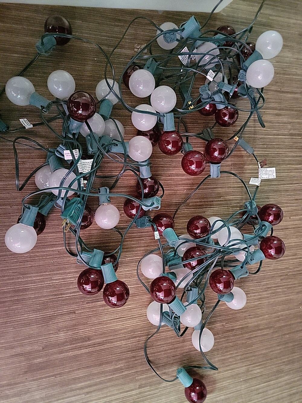 3 X Holiday Time Red & White Soft Glow G50 Strand Lights 60 Foot Total